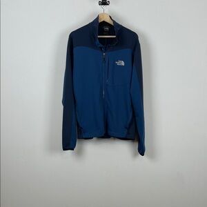 The North Face Full Zip TKA Men Two-Tone Blue Performance Fleece Stretch Jacket